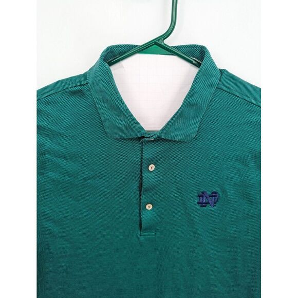 GOLD x PETER MILLAR x NOTRE DAME Men's Large Cotton Polo Shirt Green Golf IRISH - Picture 2 of 6
